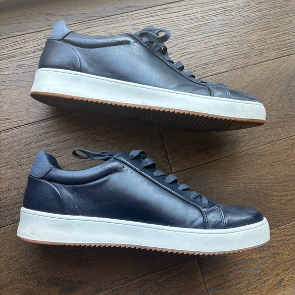 Men's Navy Leather Sneakers - Picture 4 of 4